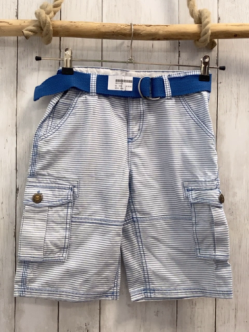 2tlg  Shorts + Gürtel Gr. 152  weiß hellblaue Strefen + hellblau 