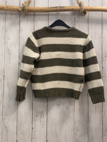   Pullover  Gr. 116  oliv weiße Streifen Strick 