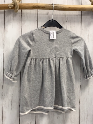 H&M  Kleid  Gr. 86  hellgrau Strick weißer Saum 