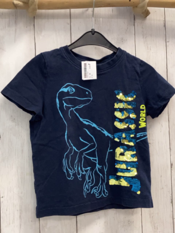   T-Shrt  Gr. 98  blau Dino Pailettenschrift 