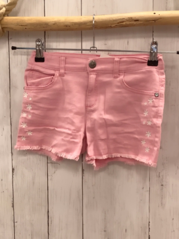   Shorts  Gr. 134  rosa weiße Blumen Fransensaum Bund verstellbar 