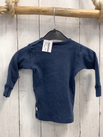 Dilling  Pullover  Gr. 80  blau Rippen Merinowolle 