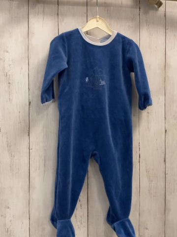 Petit Bateau  Schlafanzug  Gr. 74  blau Nicky hellgrauer Bund 