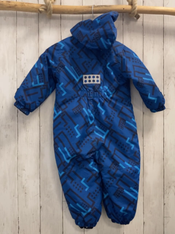 lego  Schneeoverall Gr. 80  blau + schwarz hellblaue Legosteine 