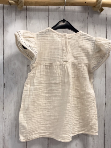 Vertbaudet  Sommerbluse  Gr. 128  creme Struktur Lochstickerei 