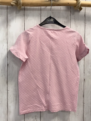   T-Shirt  Gr. 128  rosa beige Punkte Hase mit gelben Blumen 