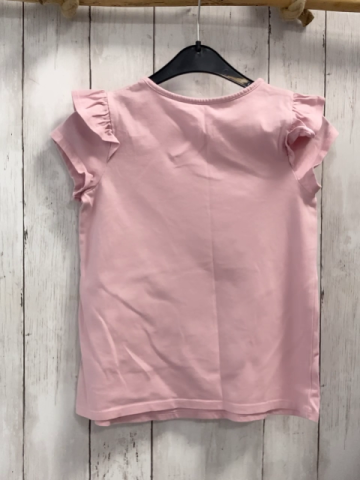 Isaac Mizrahi  T-Shirt  Gr. 128  rosa Pailettenfuchs Blumen Rüschenärmel 