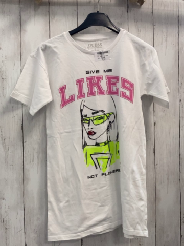 Guess T-Shirt Gr. 164  weiß pink Schrift Frau