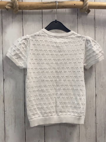 H&M Strickjacke Gr. 122  weiß kurze Ärmel Lochmuster