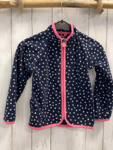   Fleecejacke  Gr. 110  blau bunte Punkte pink Bund 