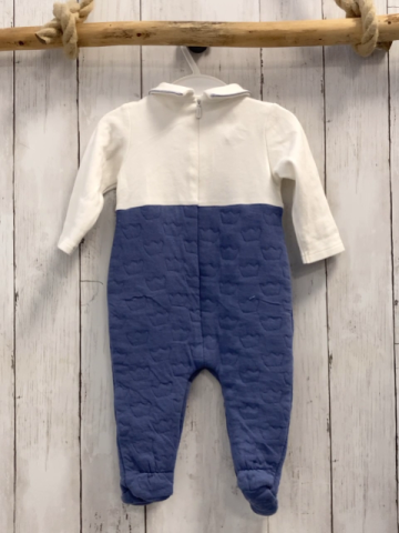 Mayoral Strampler Gr. 68  weißes Oberteil + blaue Latzhose