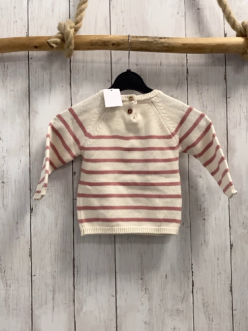 Mango Pullover Gr. 68  weiß rosa Streifen Strick