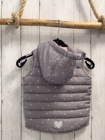   Weste  Gr. 80  grau weiße Herzen Kapuze rosa Futter 
