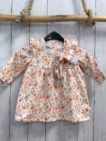neu Sergent Major  Kleid + Sitrnband  Gr. 74  weiß orange rosa apricot Blumen NP 39 €