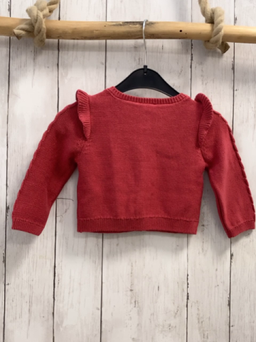 neu Sergen Major  Strickjacke  Gr. 74  rot Strick Zöpfe weiße Blumen 