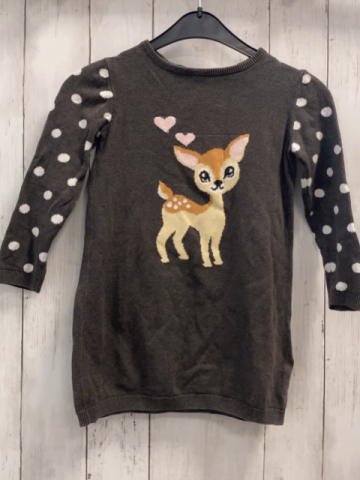 Dopodopo  Kleid  Gr. 104  grau Strick weiße Punkte Reh 