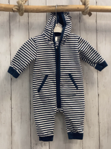 Alana  Overall Gr. 68  weiß blaue Streifen blauer Bund Kapuze 