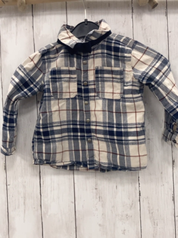 2tlg  Hemd + Fliege  Gr. 86  weiß blau rot kariert + blau