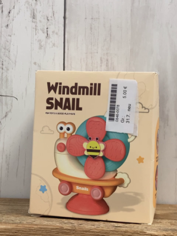 neu  Plastikspielzeug  Windmühle Schnecke mit Pfropfen im Karton 