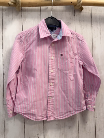 Tommy Hilfiger  Hemd  Gr. 110  rosa grau weiße Streifen