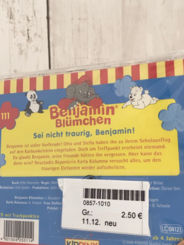neu  CD Benjamin Blümchen Sei nicht traurig Benjamin