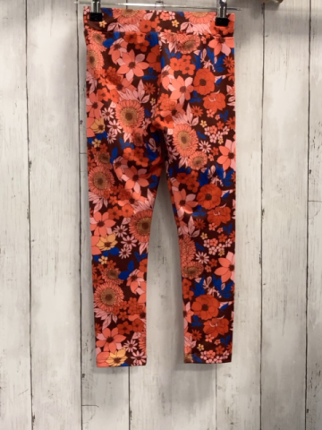 Next  Sportleggings  Gr. 122  braun orange apricot blaue Blumen + Blätter 