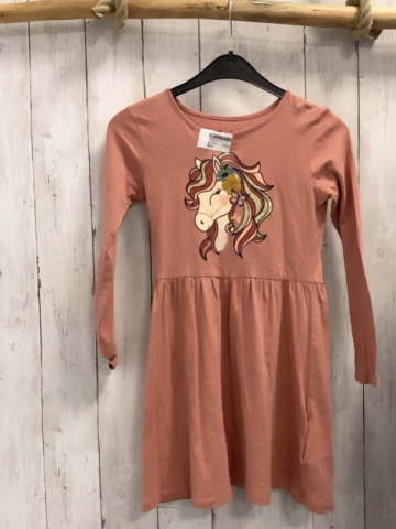   Kleid  Gr. 122  lachs Pferdekopf mit golden Glitzer 