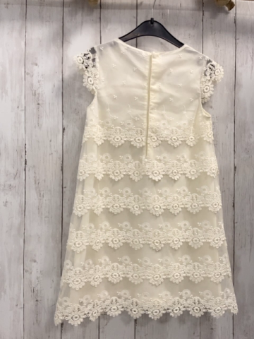 Mayoral  Kleid  Gr. 128  zweilagig creme Überkleid mit Blumenstickreei 