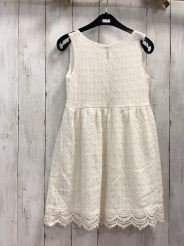 H&M Kleid  Gr. 122  weiß zweilagig Überkleid mit Blumenhäkelei Schleife  