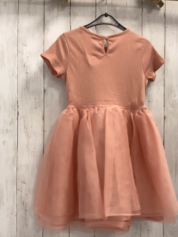 H&M  Kleid  Gr. 122/128  lachs Oberteil mit Struktur Tüllrock mit glitzer 