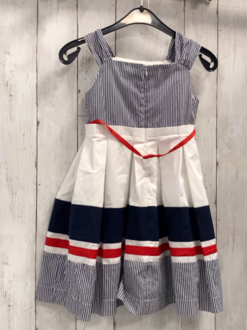 Mayoral  Kleid  Gr. 122  weiß blau rot mit Streifen + rotem Gürtel 