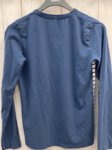   Langarmshirt  Gr. 158/164  blau + weiße Streifen + Schrift 