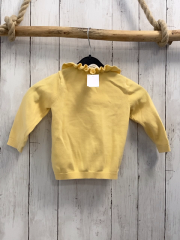   Strickjacke  Gr. 86  gelb gestickte Blumen Rüschenkragen