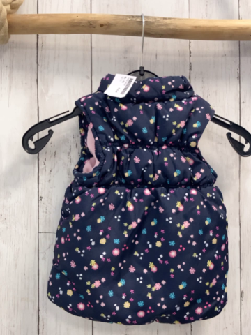   Weste  Gr. 86  blau bunte Blumen rosa Fleecefutter 