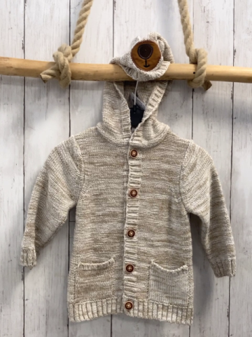 Waikiki  Strickjacke  Gr. 80  beige weiß meliert Kapuze mot Ohren 