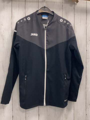 Jako  Joggingjacke  Gr. 152  schwarz grau weißer Reißverschluss Schrift 
