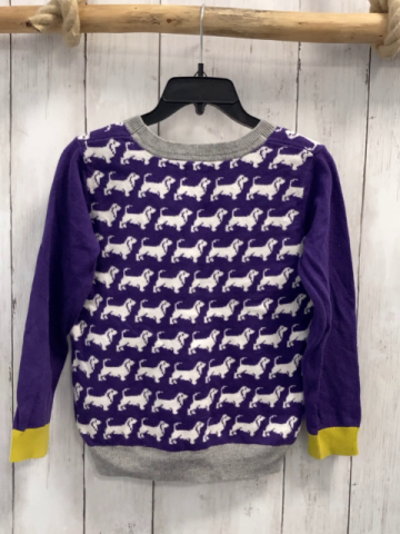 Mini Boden  Pullover  Gr. 110  lila weiße Hunde grau ocker Bund Strick 