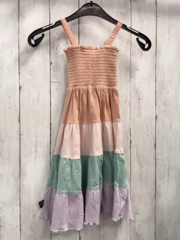 Ubang  Kleid  Gr. 104  lachs rosa lindgrün lavendel Streifen gelbes Tier gesmoktes Oberteil