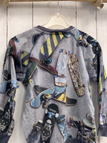 Molo  Langarmshirt  Gr. 110  hellgrau bunte Skateboards 