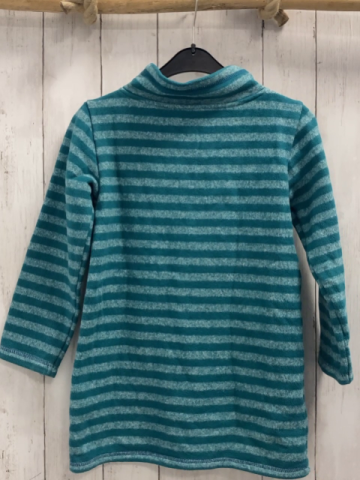 Jako-o  Kleid Gr. 116  petrol hellgraue Streifen blauer Bär 