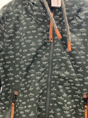 Naketano  Jacke  Gr. 158/164  oliv weiße Papierschiffchen braune Applikationen Kordel 