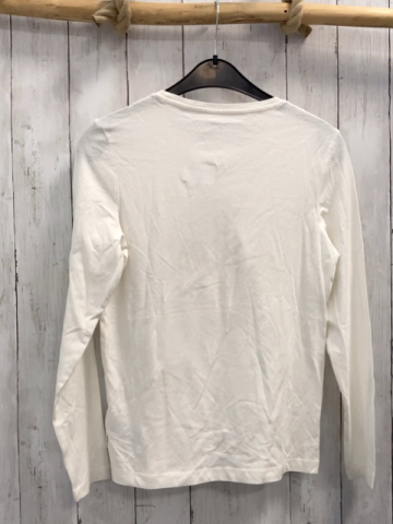 Tom Tailor  Langarmshirt  Gr. 164  weiß beige schwarz brauner Kreis mit Schrift 