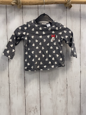 H&M  Langarmshirt  Gr. 68  grau weiße Herzen Minnie Mouse 