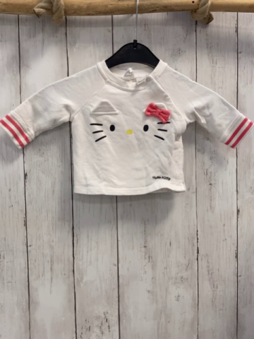 H&M  Pullover  Gr. 56  weiß Hello Kitty himbeere weißer Streifenbund 