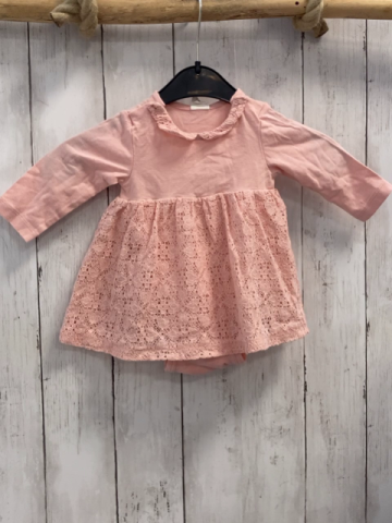 H&M  Kleid  Gr. 62  rosa Rock mit Blumenstickerei Bodyunterteil 