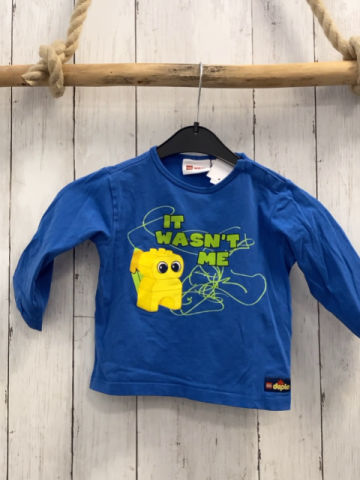 Lego  Langarmshirt  Gr. 80  blau gelber Legosteine hellgrüne Schrift 