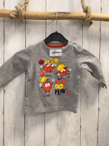 Blue Seven  Langarmshirt  Gr. 68  grau orange Figuren mit Bällten 