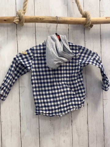 Steiff  Hemd  Gr. 86  blau weiße Streifen graue Kapuze 