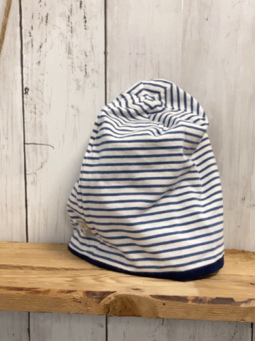 Pusblu  Mütze  Gr. 48cm  weiß blaue Streifen Affe 