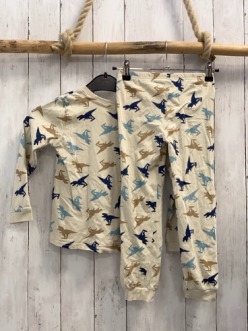 2tlg Dopodopo  Schlafanzug  Gr. 110  beige bunte Dinos 